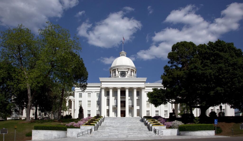 The Alabama State Capital building in Montgomery, Alabama.